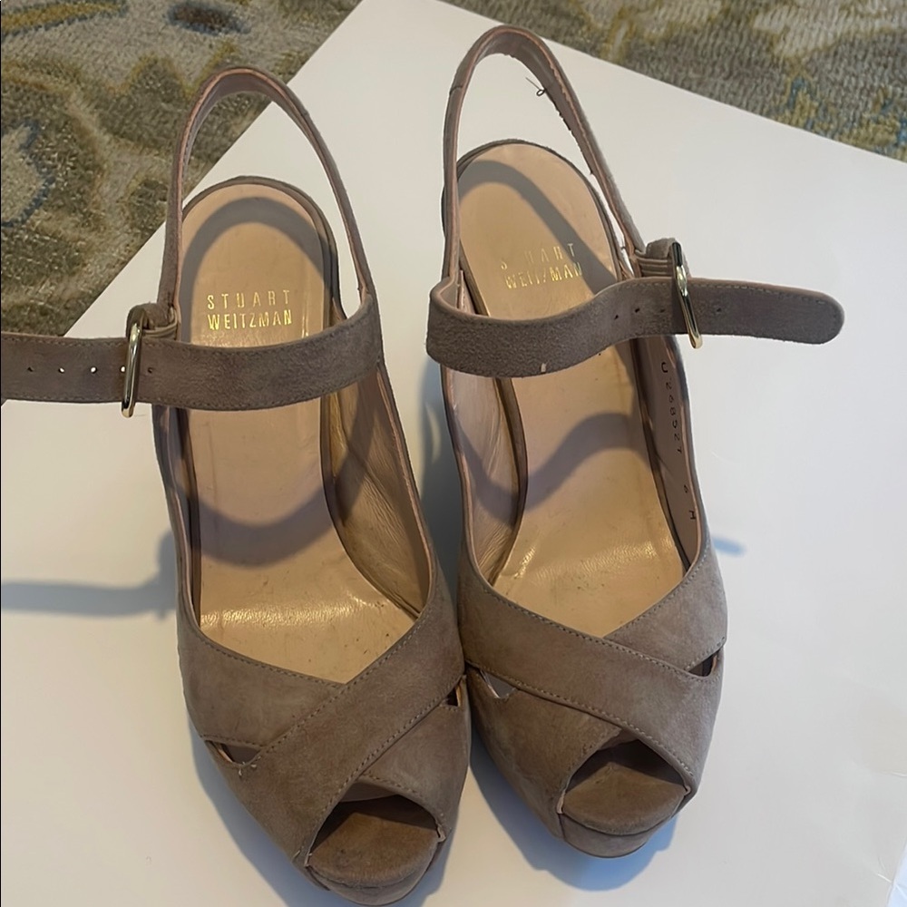 Stuart Weitzman Tan Double Strap Heels